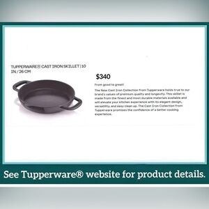 TUPPERWARE CAST IRON SKILLET 10IN/26CM *Please read description before purchase*